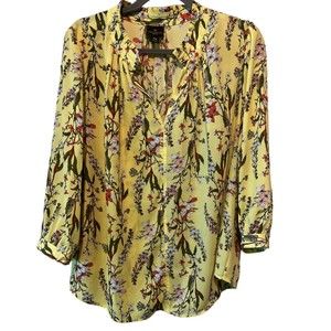 Worthington Yellow Floral Blouse Size XLP